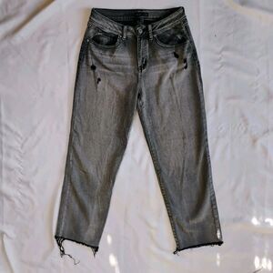 Sincerely Jules Gray Distressed High Waist Straight Jeans 5/27 Raw Streetwear